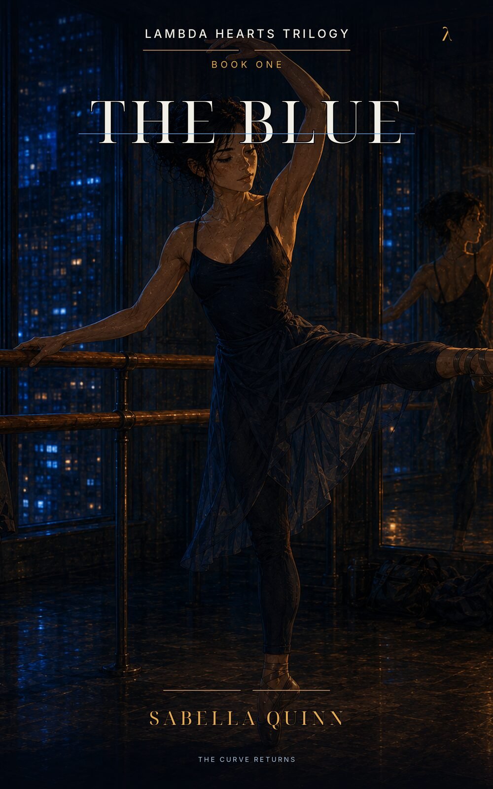 Concept cover for The Blue: Maya at the barre in a night studio above the city